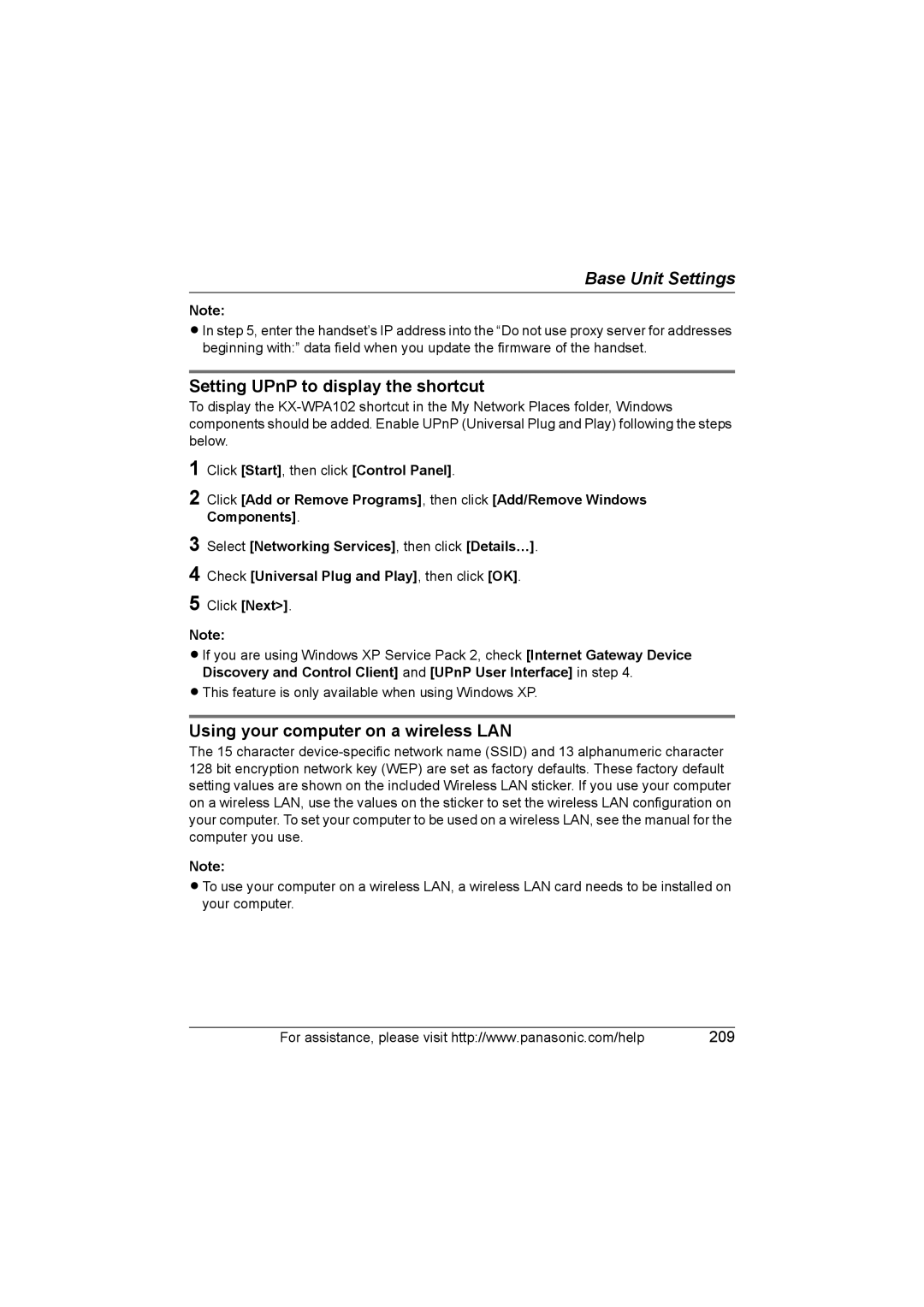 Panasonic KX WP1050 operating instructions Setting UPnP to display the shortcut, Using your computer on a wireless LAN 