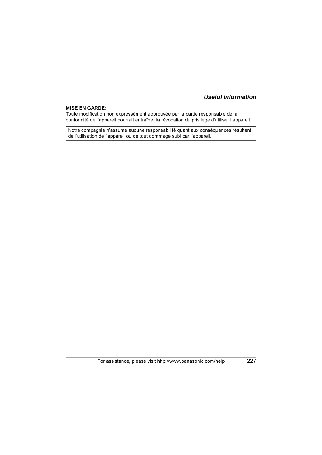 Panasonic KX WP1050 operating instructions 227 