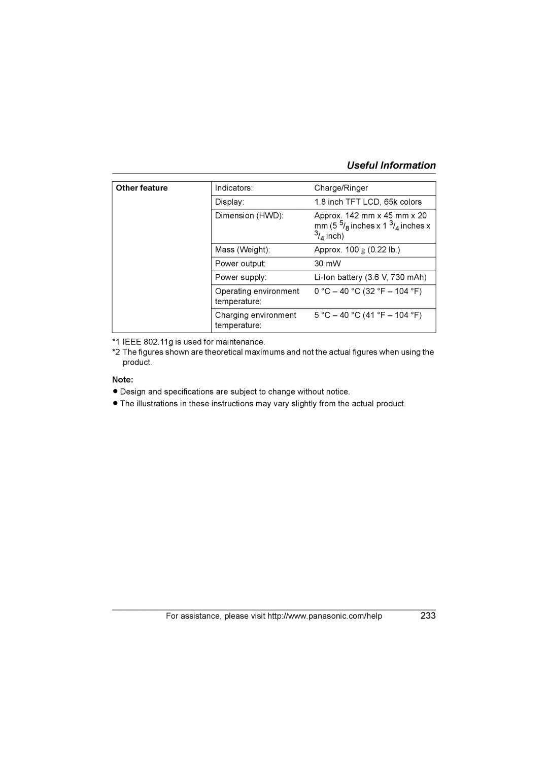 Panasonic KX WP1050 operating instructions 233 