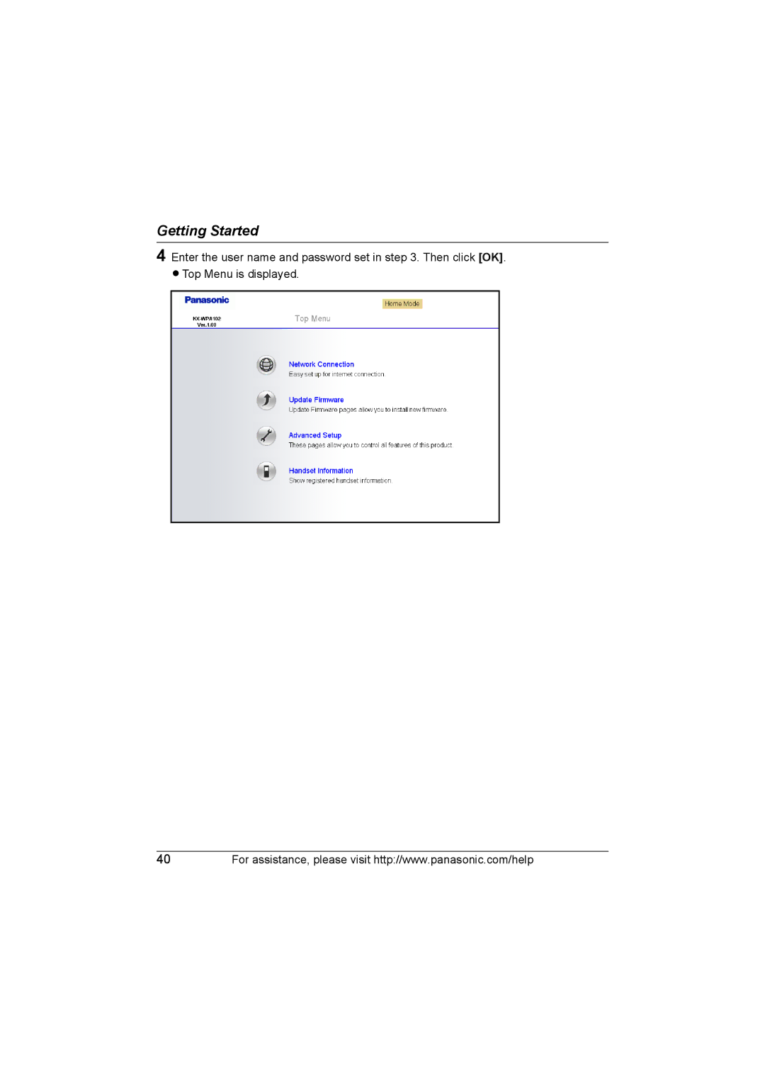 Panasonic KX WP1050 operating instructions Getting Started 