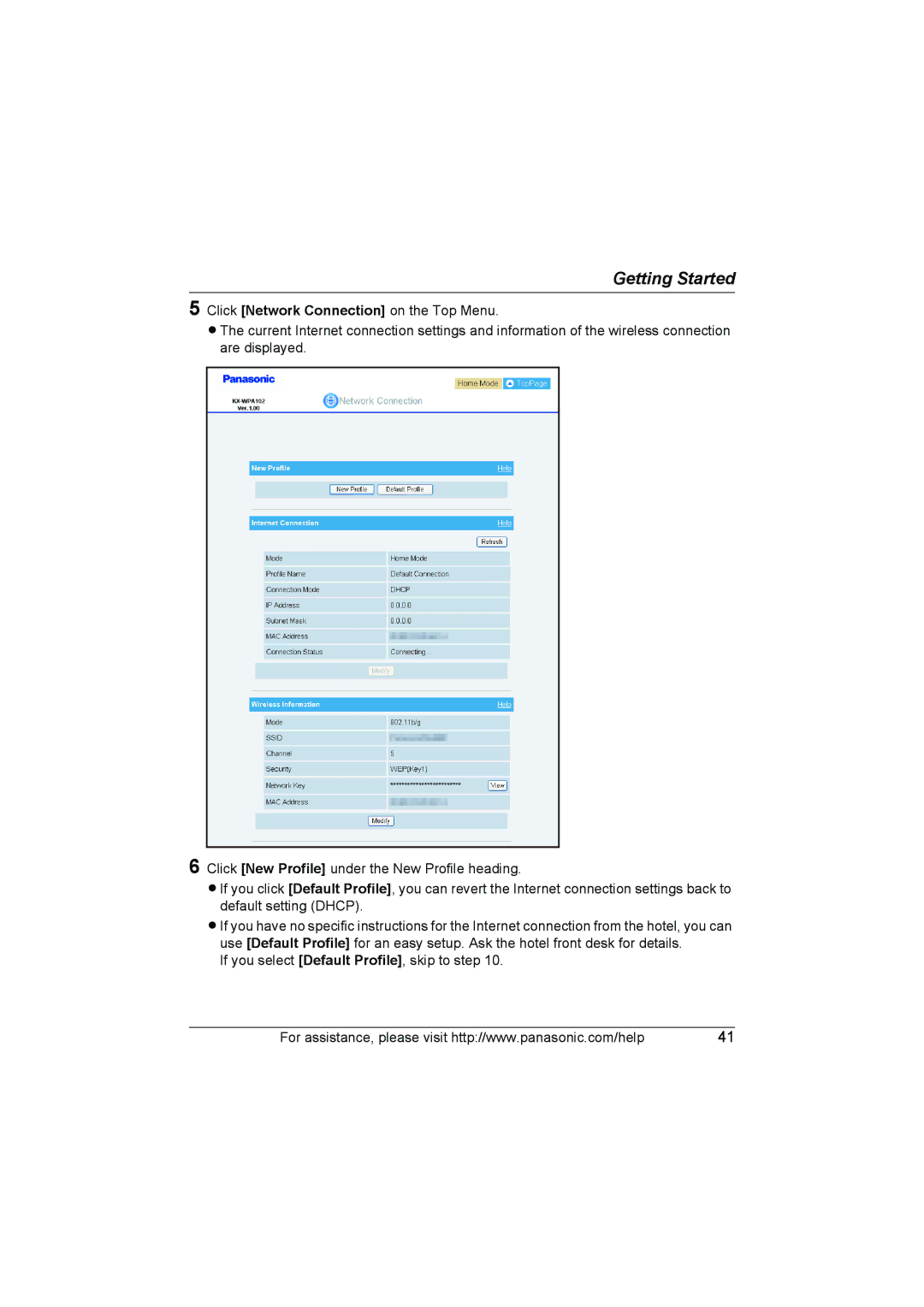 Panasonic KX WP1050 operating instructions Getting Started 