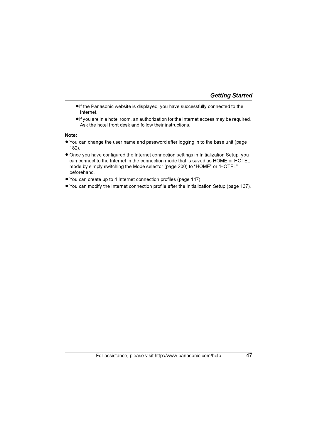 Panasonic KX WP1050 operating instructions Getting Started 