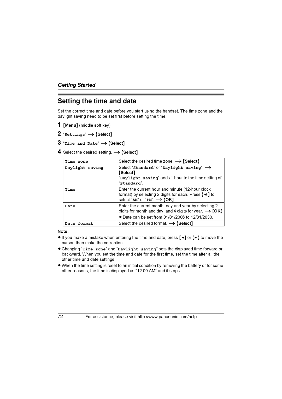 Panasonic KX WP1050 operating instructions Setting the time and date 