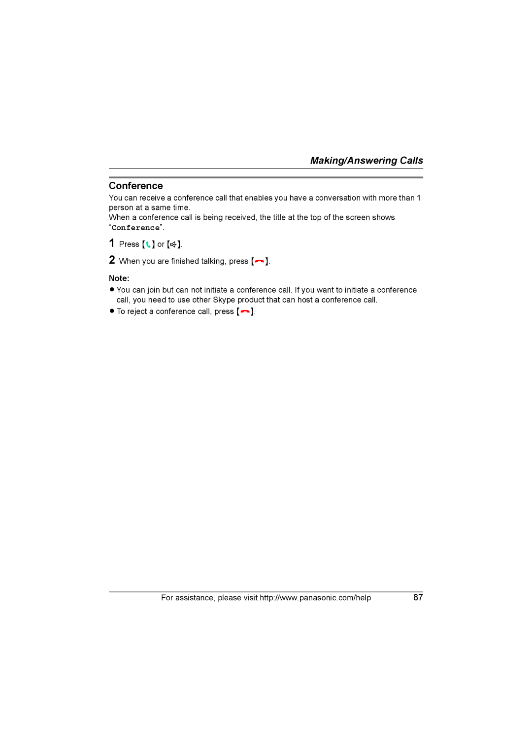 Panasonic KX WP1050 operating instructions Conference 