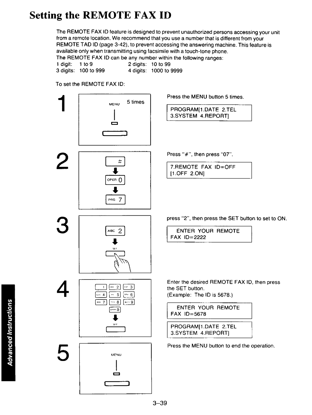 Panasonic KXF110 manual 