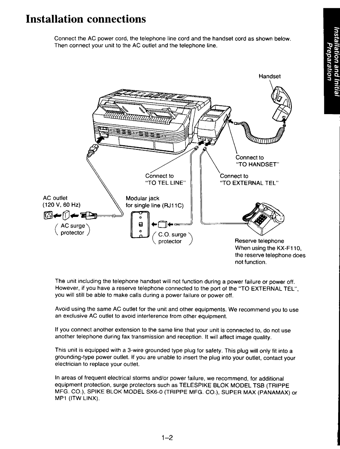 Panasonic KXF110 manual 