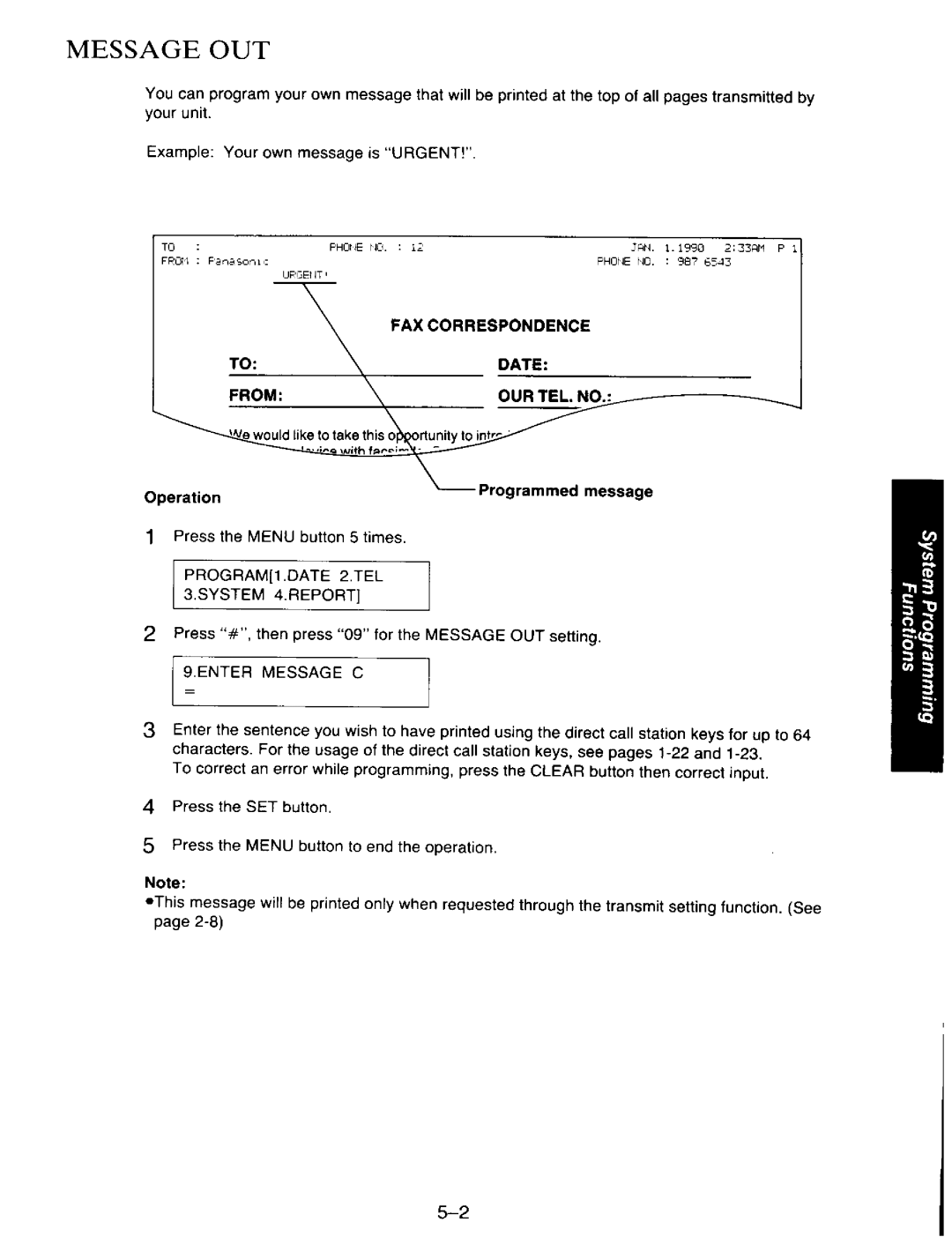 Panasonic KXF110 manual 