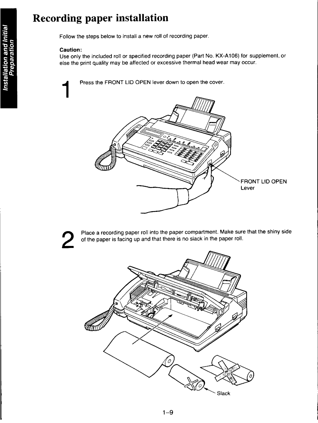 Panasonic KXF110 manual 