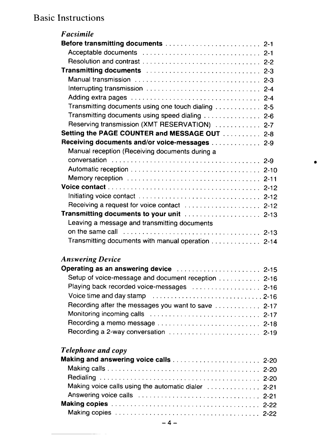 Panasonic KXF110 manual 