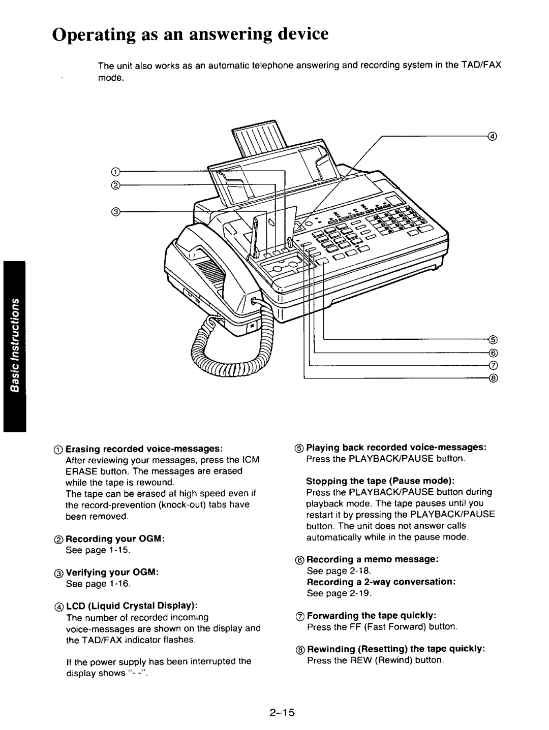 Panasonic KXF110 manual 