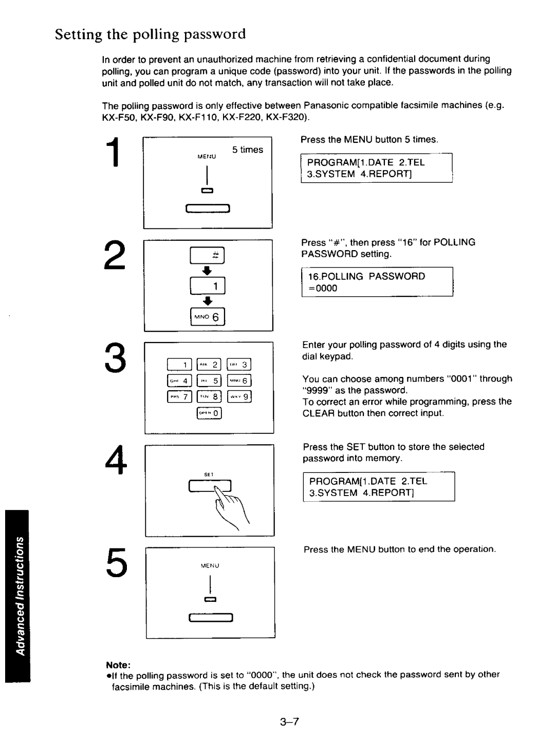 Panasonic KXF110 manual 