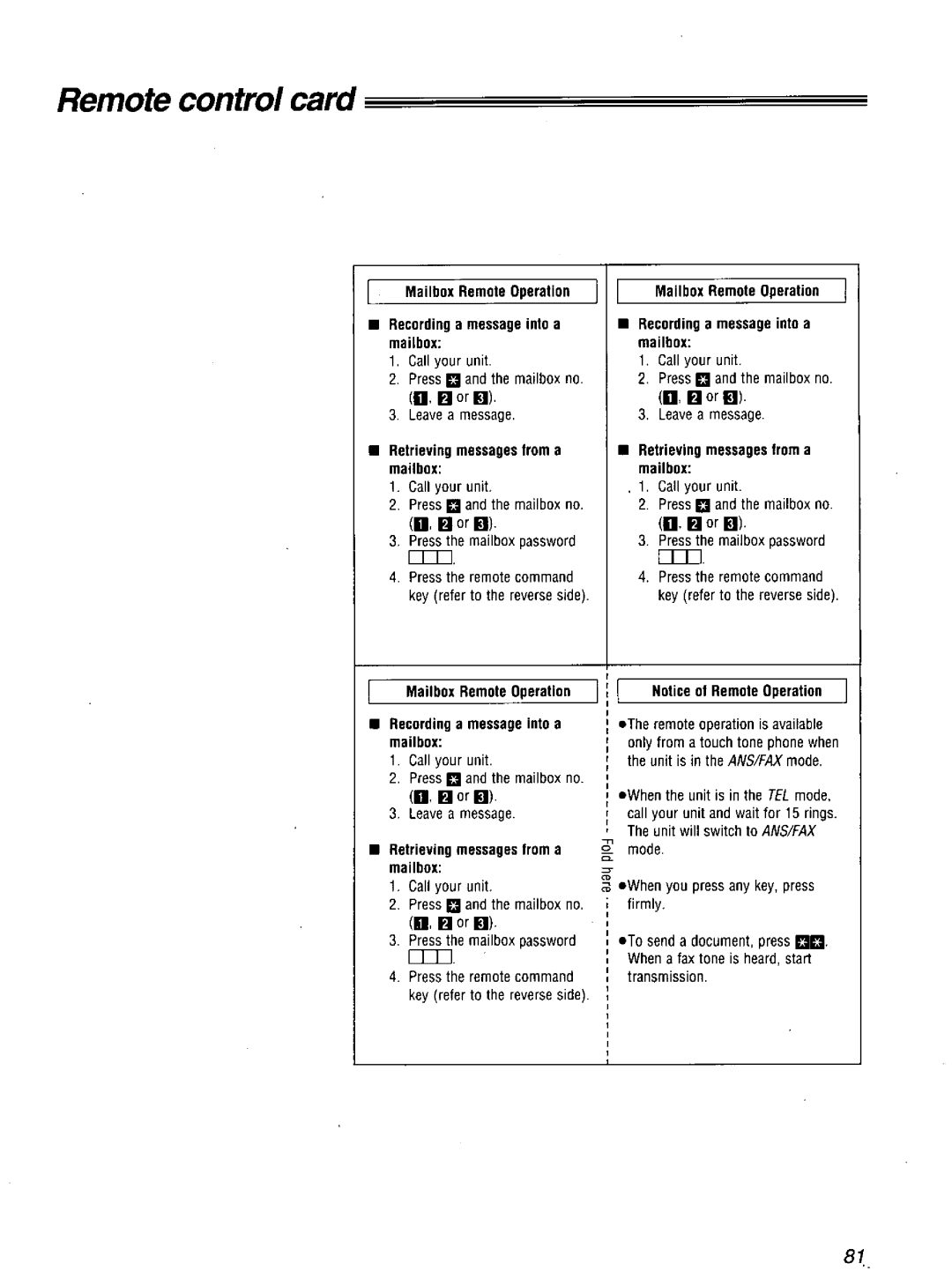 Panasonic KXF1100 manual 