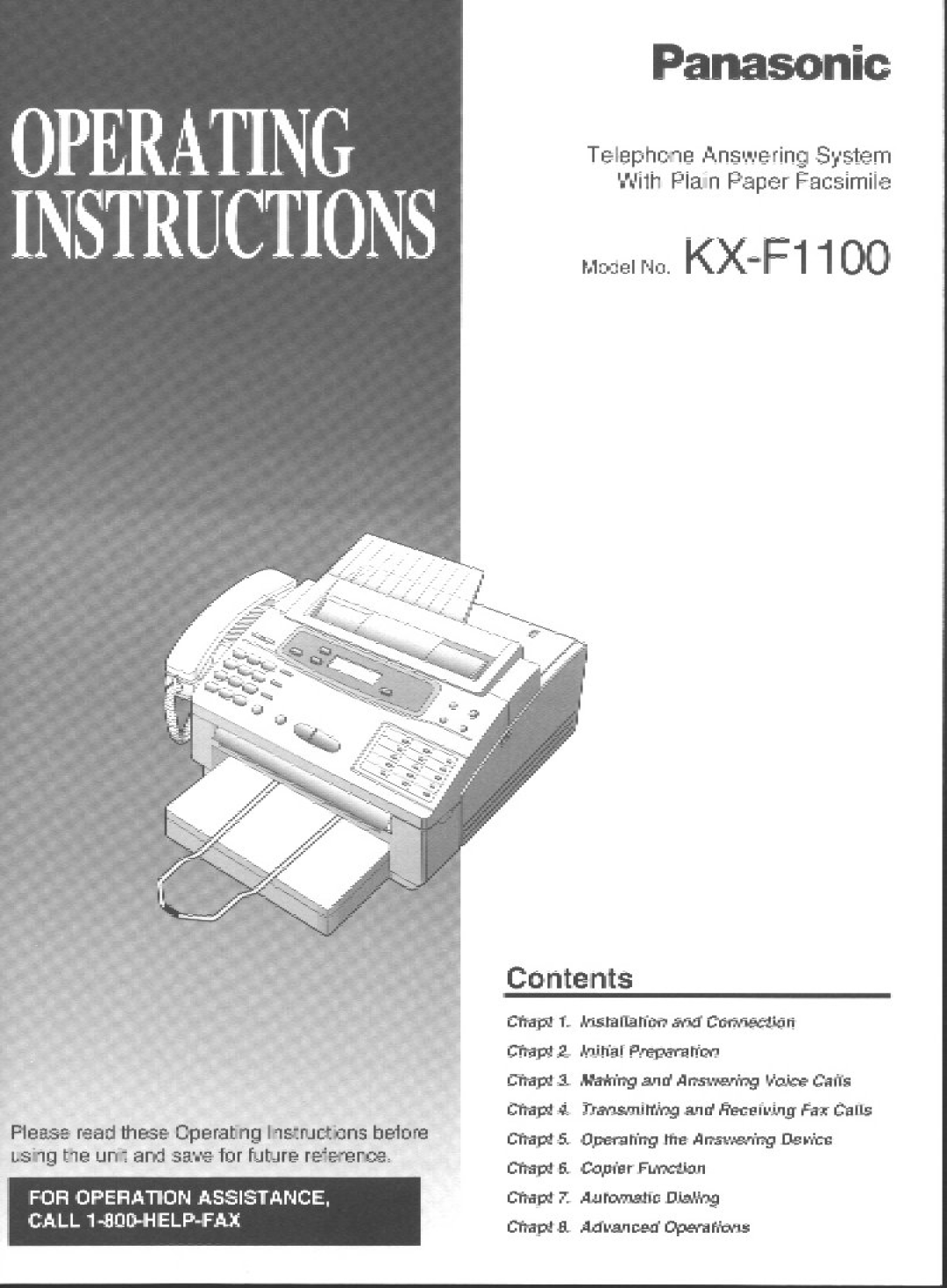 Panasonic KXF1100 manual 