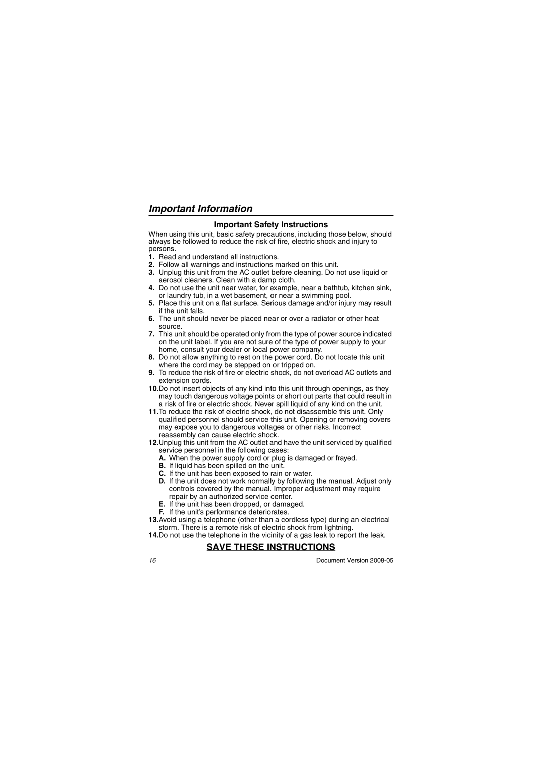 Panasonic KXNT321 manual Important Safety Instructions 