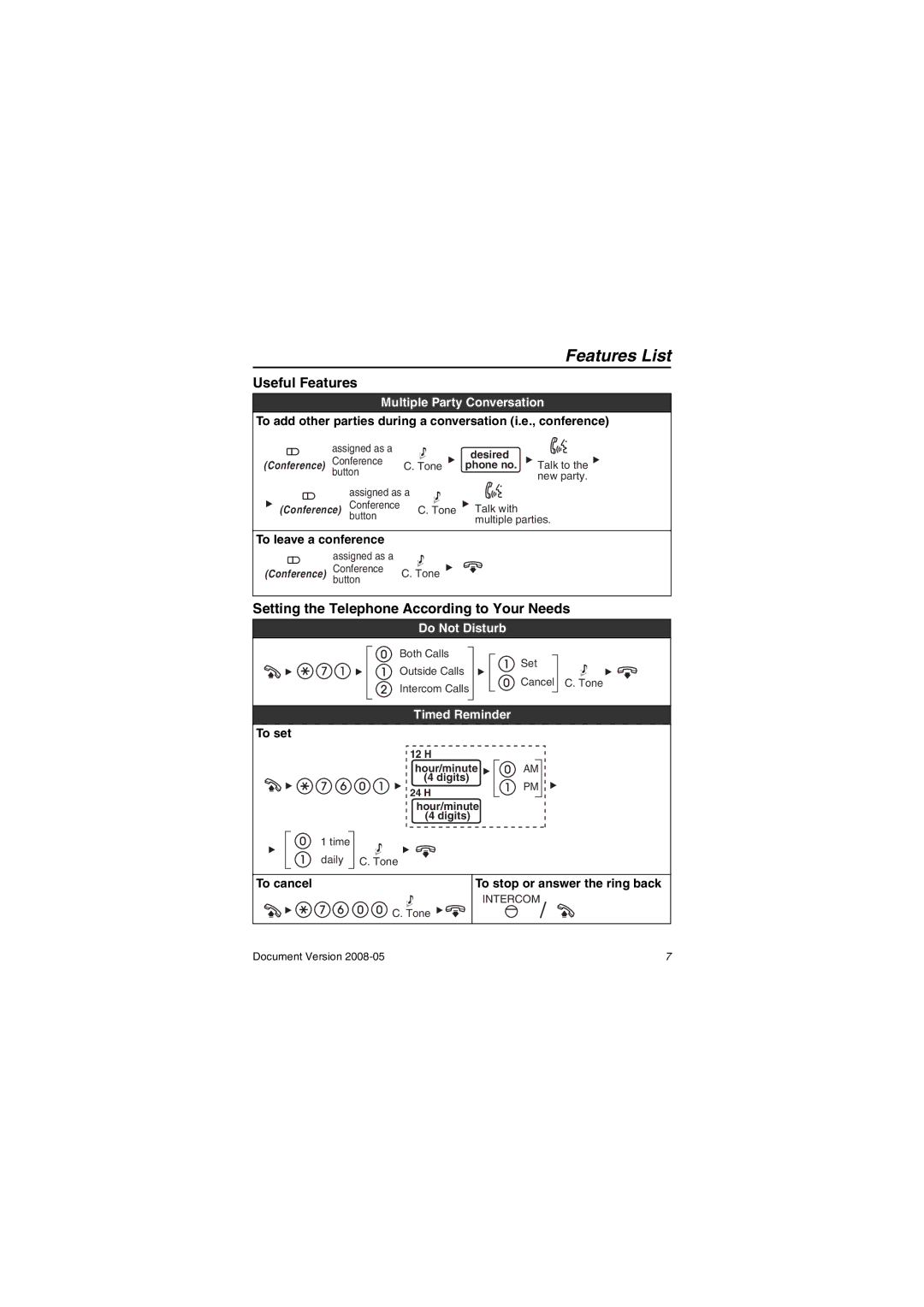 Panasonic KXNT321 manual Useful Features, Setting the Telephone According to Your Needs, Multiple Party Conversation 