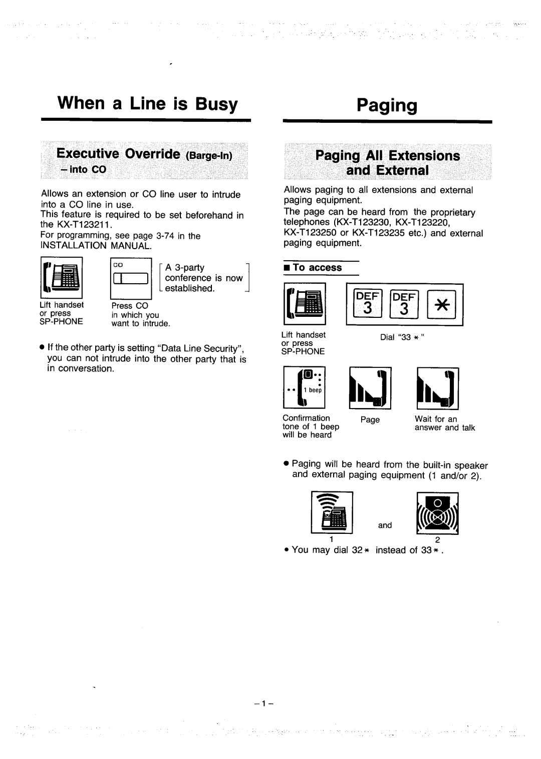 Panasonic KXT123220 manual 