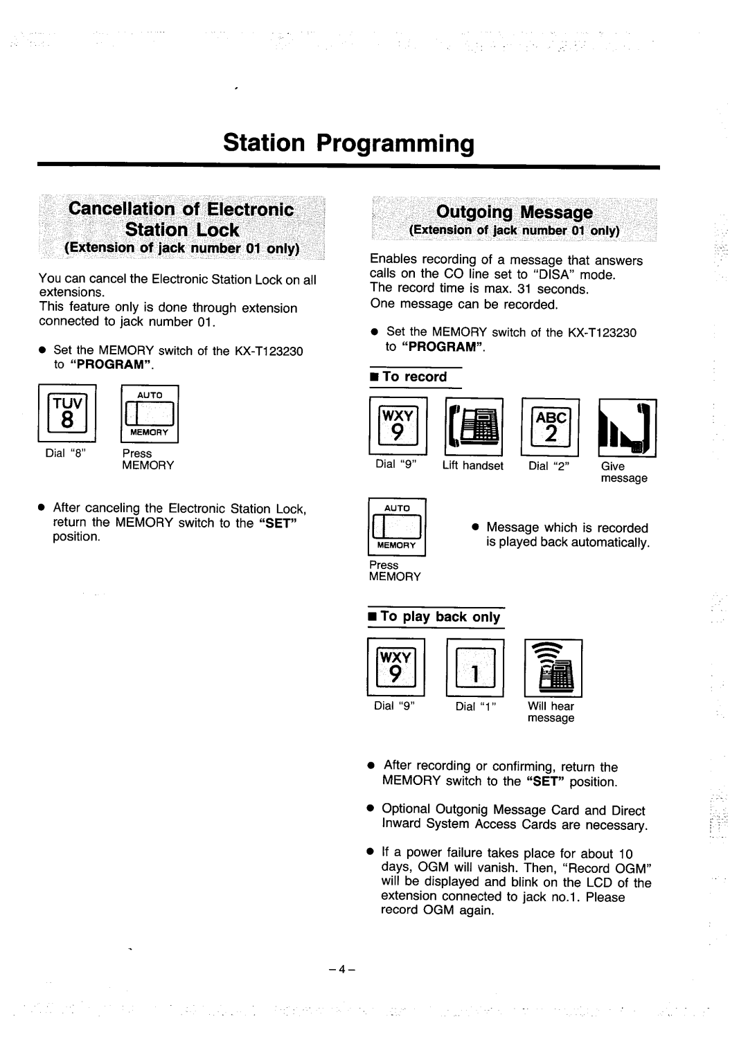 Panasonic KXT123220 manual 