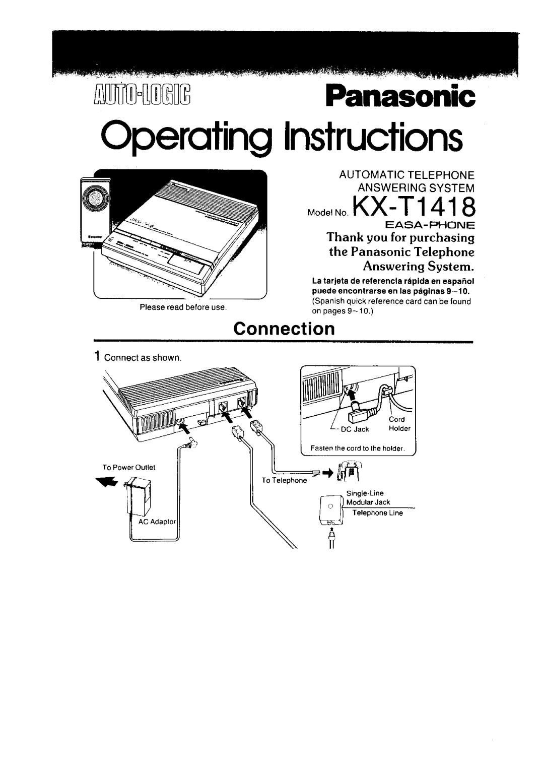 Panasonic KXT1418 manual 