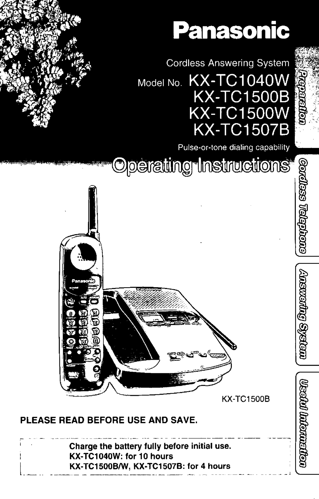 Panasonic KXTC1500W, KXTC1507B, KXTC1040W, KX-TC1500B manual 