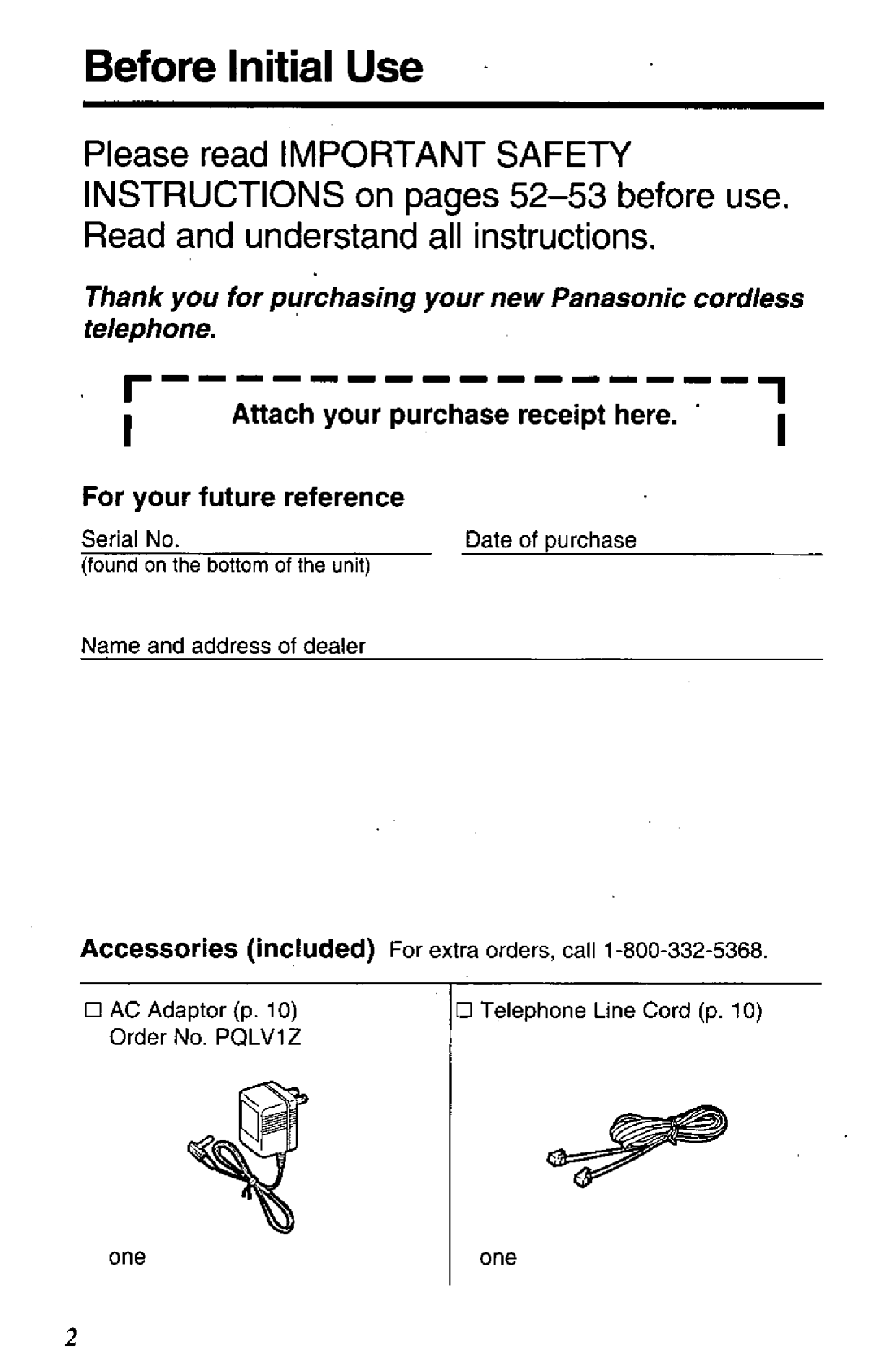 Panasonic KXTC1040W, KXTC1507B, KXTC1500W, KX-TC1500B manual 