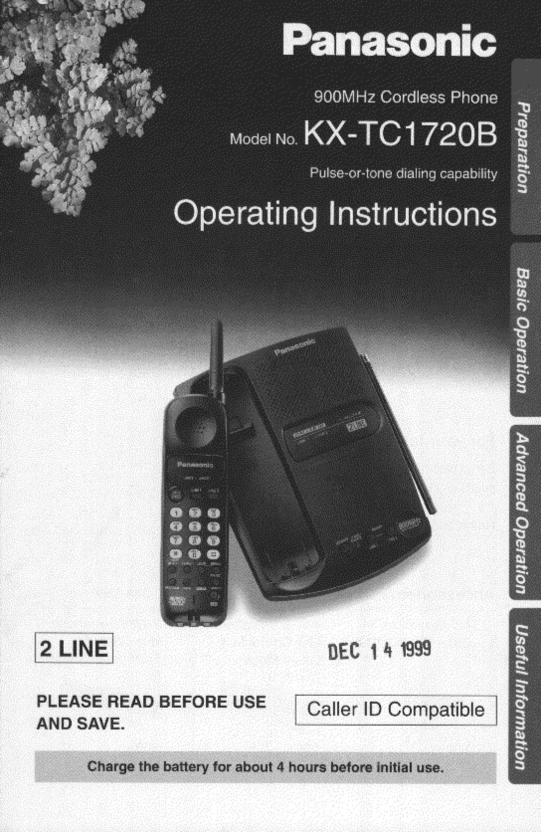 Panasonic KXTC1720B manual 