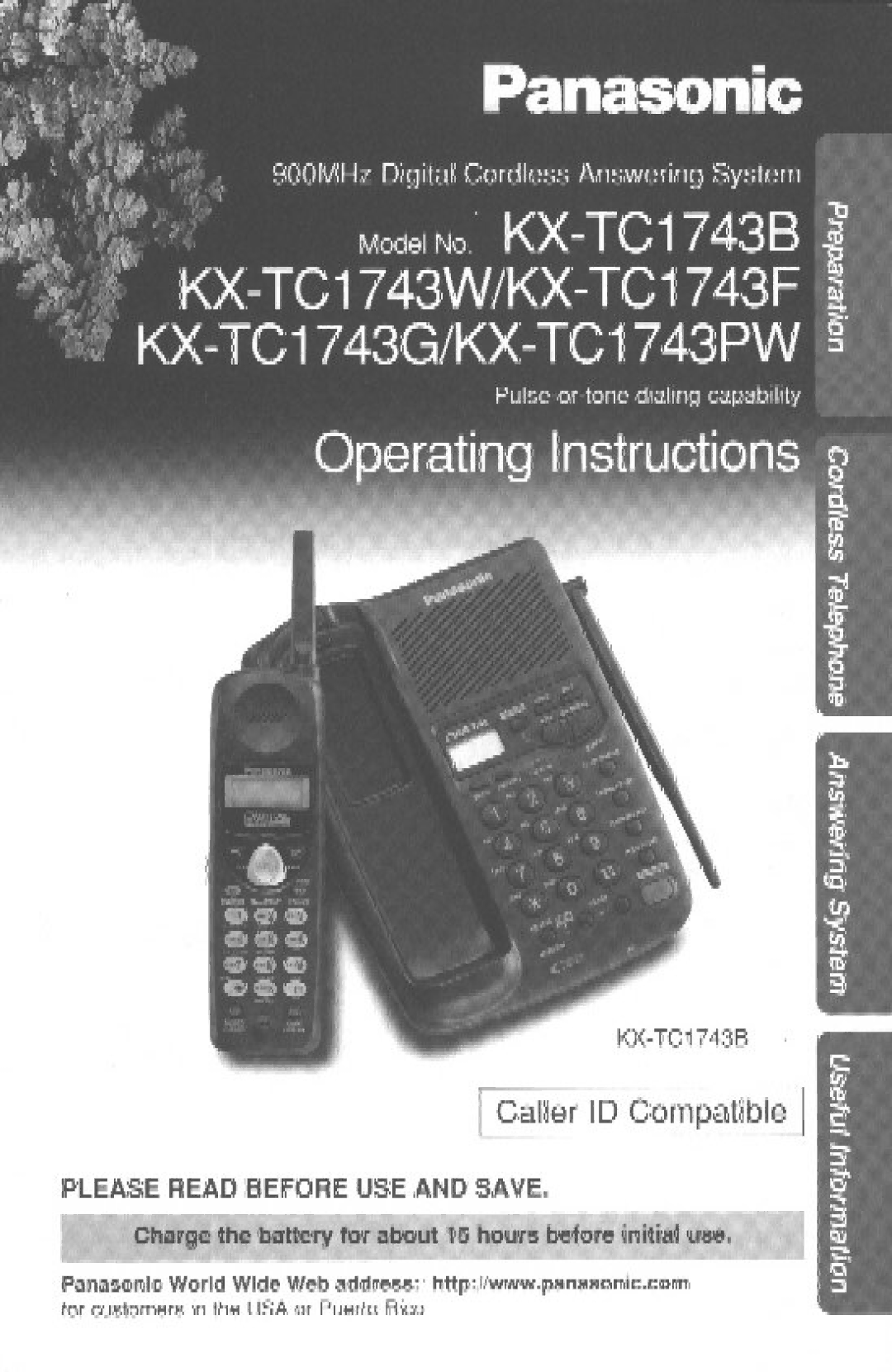 Panasonic KXTC1743G, KXTC1743PW, KXTC1743F, KX-TC1743W, KX-TC1743B manual 