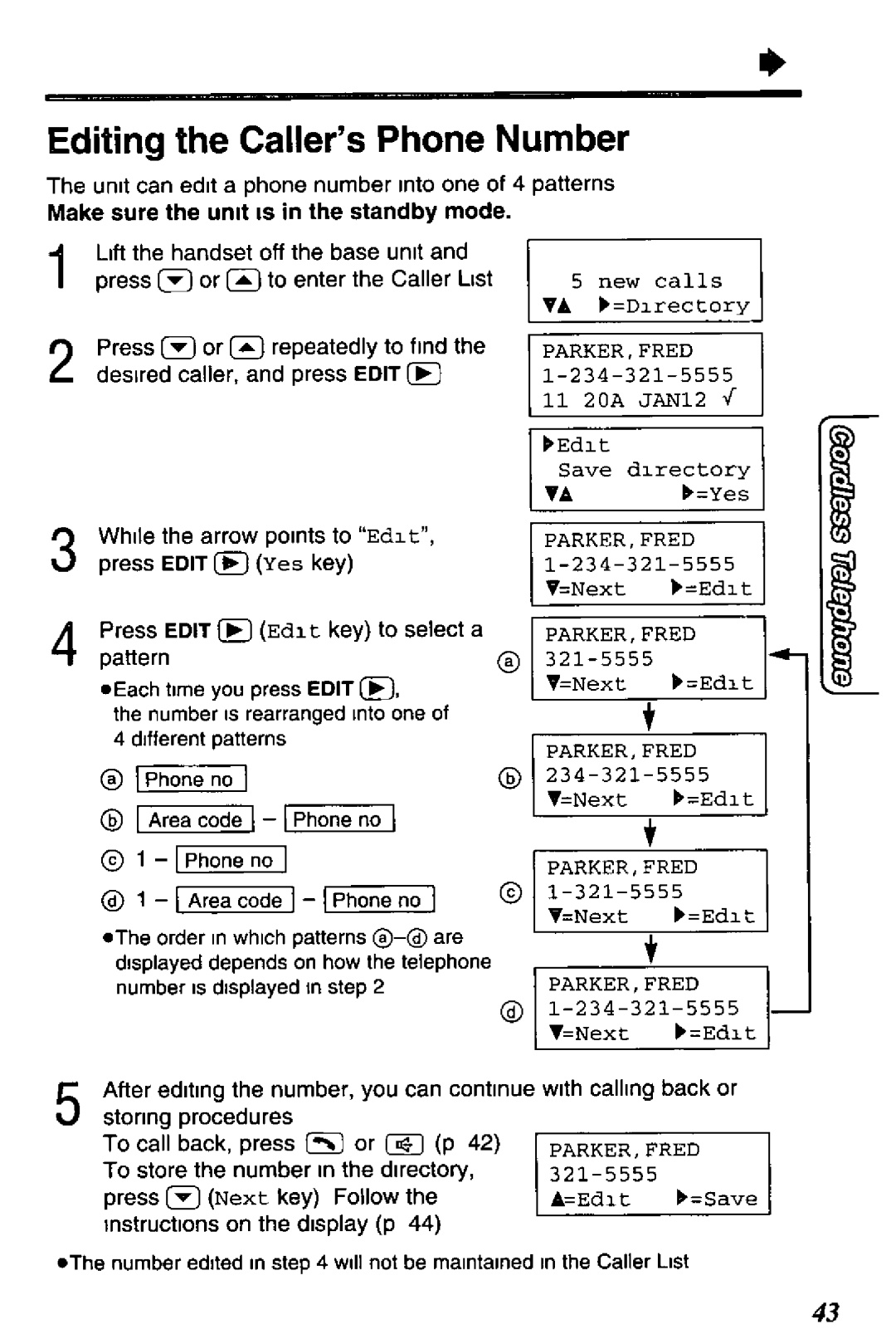 Panasonic KX-TC1743W, KXTC1743PW, KXTC1743G, KXTC1743F, KX-TC1743B manual 