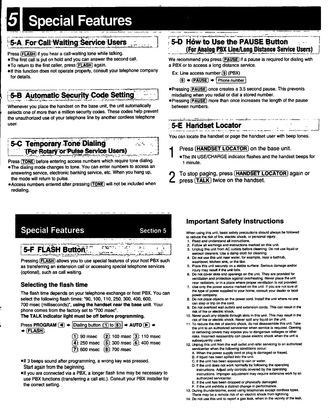 Panasonic KX-TC1801W, KXTC1801B, KXTC1802B manual 