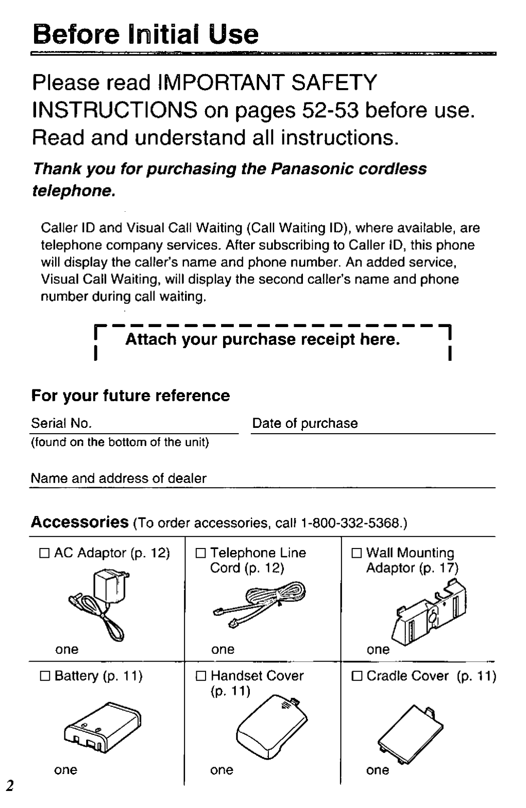 Panasonic KXTCC912B manual 