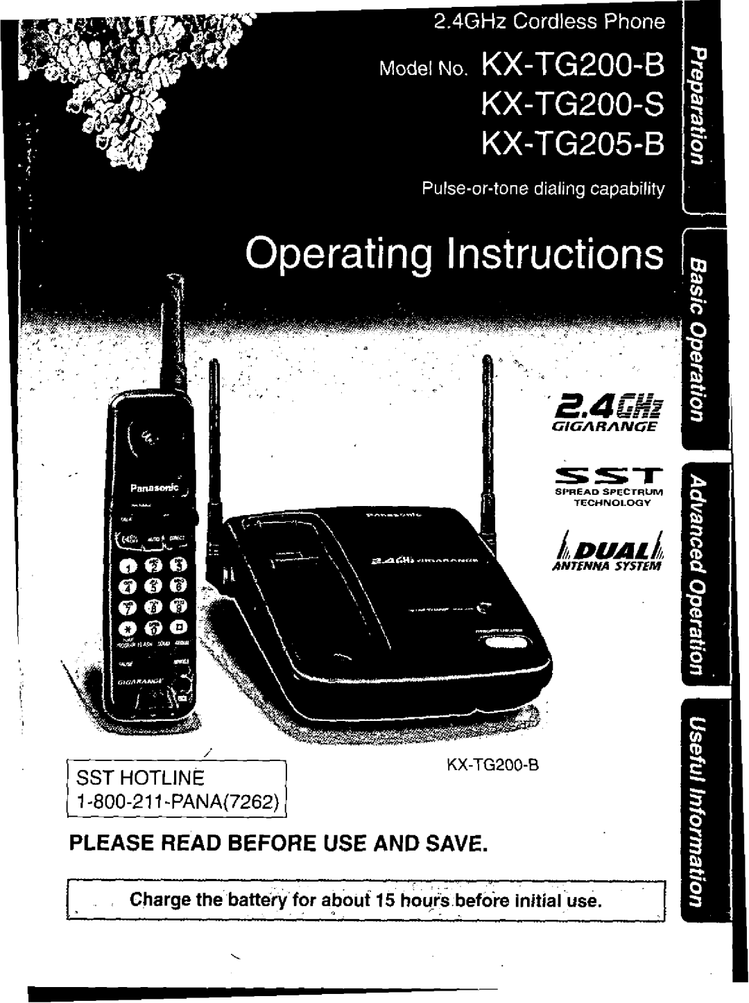 Panasonic KXTG200S, KXTG200B, KXTG205B manual 