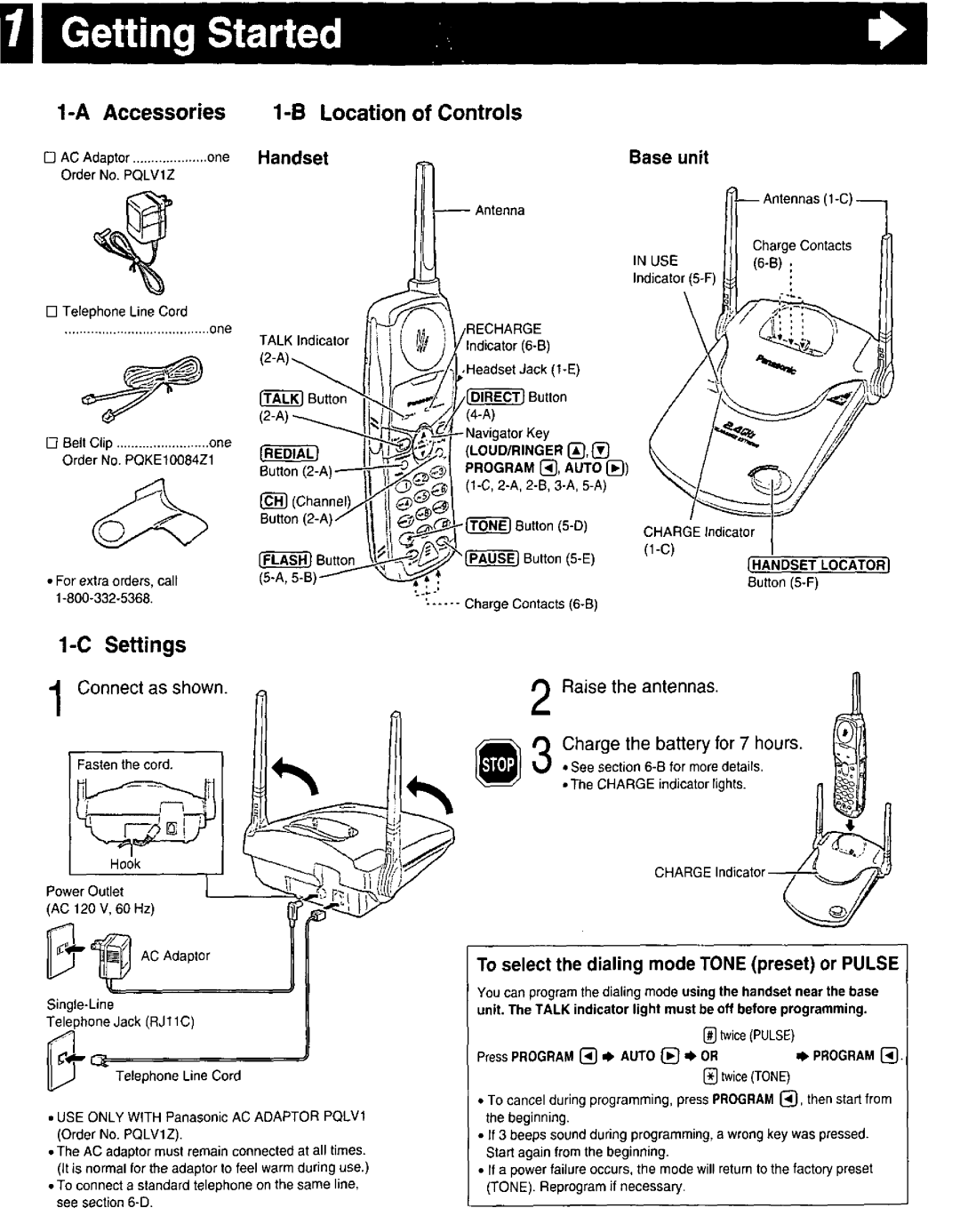 Panasonic KX-TG2400B, KXTG2500S, KX-TG2500B manual 