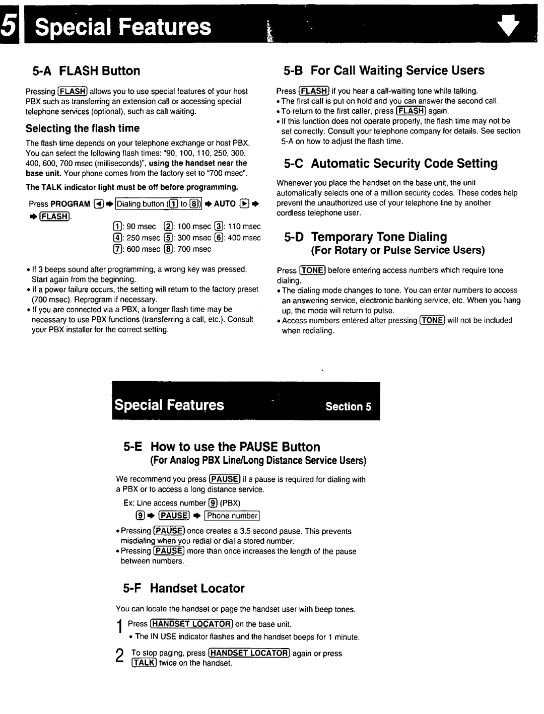 Panasonic KX-TG2400B, KXTG2500S, KX-TG2500B manual 