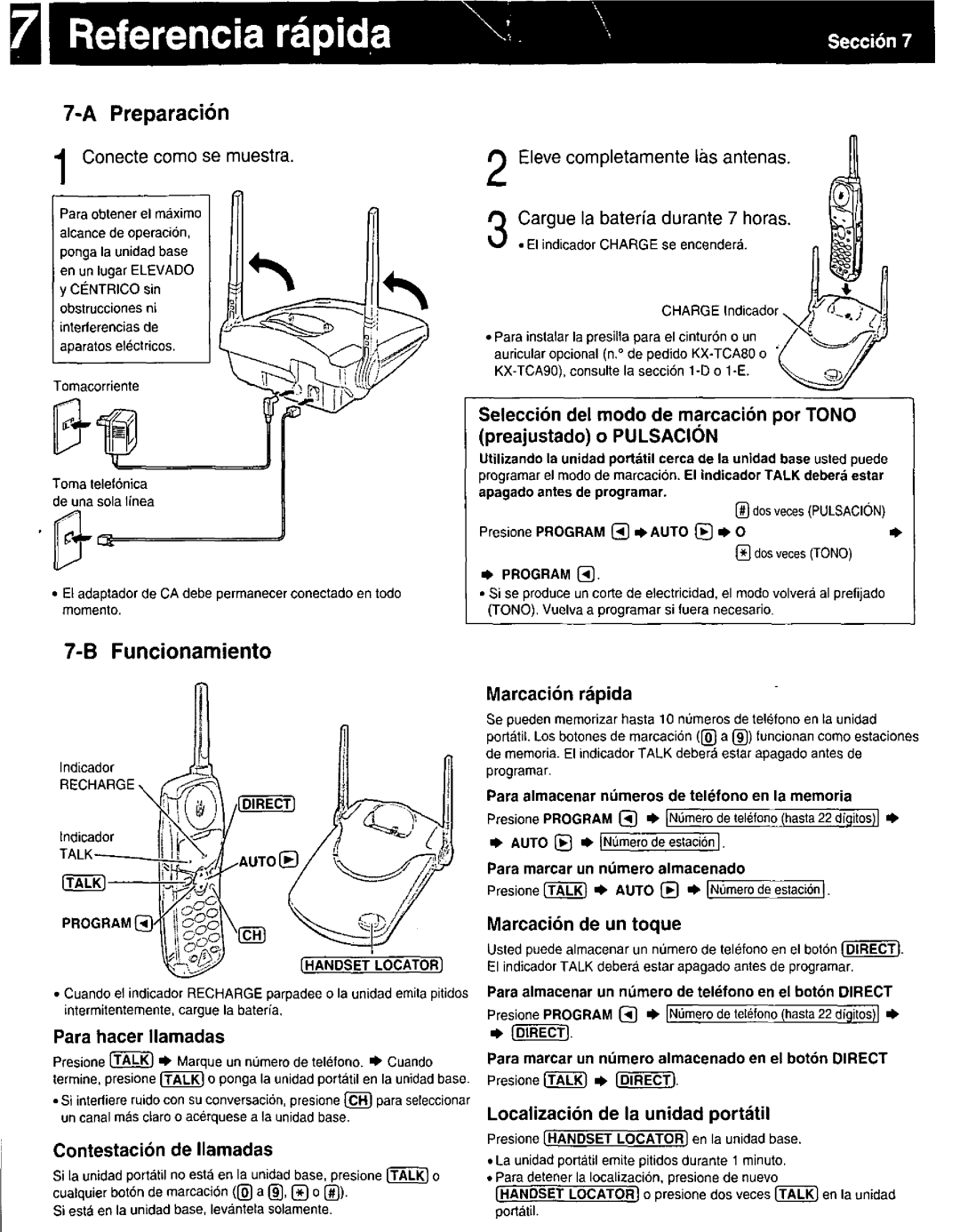 Panasonic KX-TG2400B, KXTG2500S, KX-TG2500B manual 