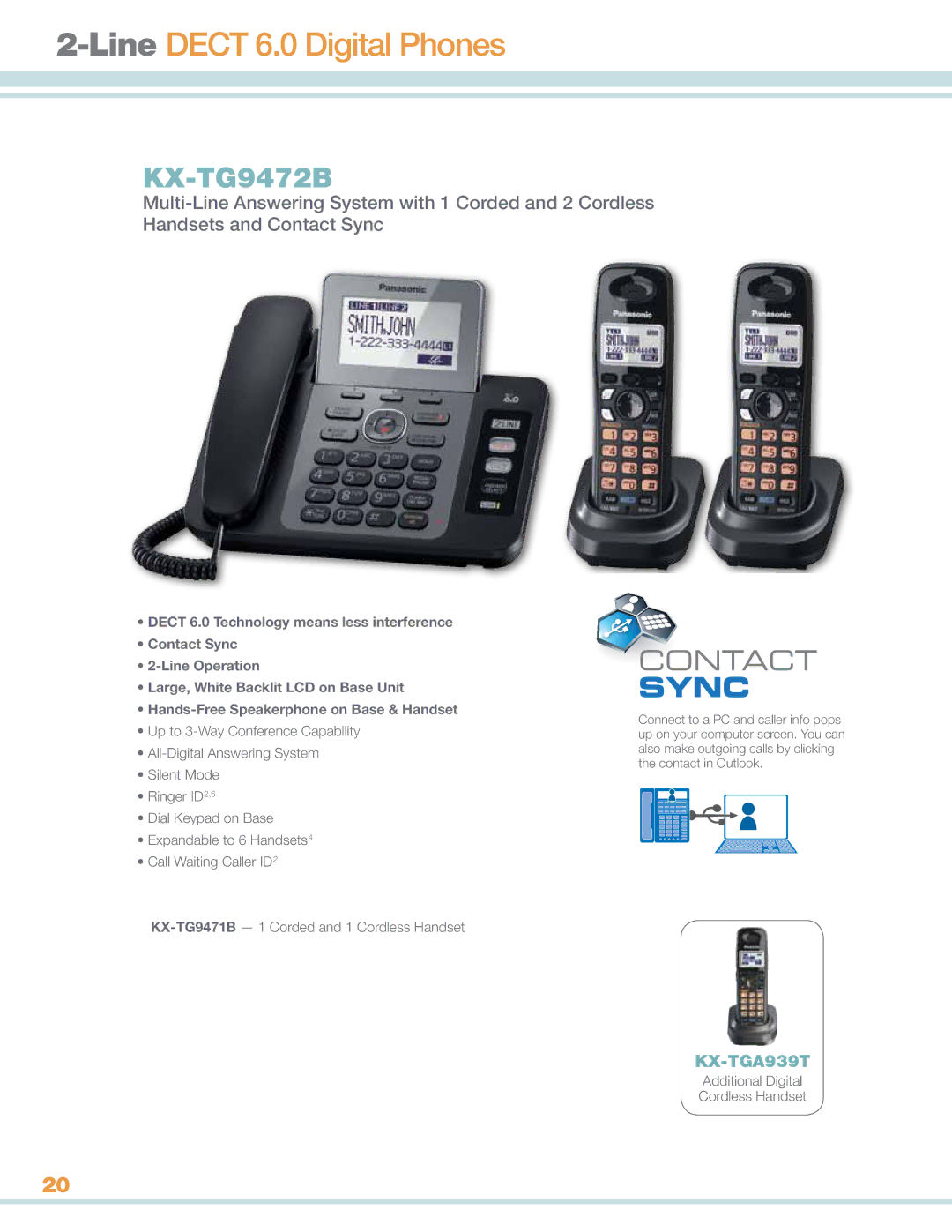 Panasonic KXTG4732B manual LineDECT 6.0 Digital Phones, KX-TG9472B 