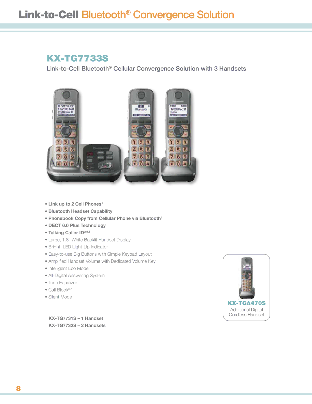 Panasonic KXTG4732B manual KX-TG7733S 