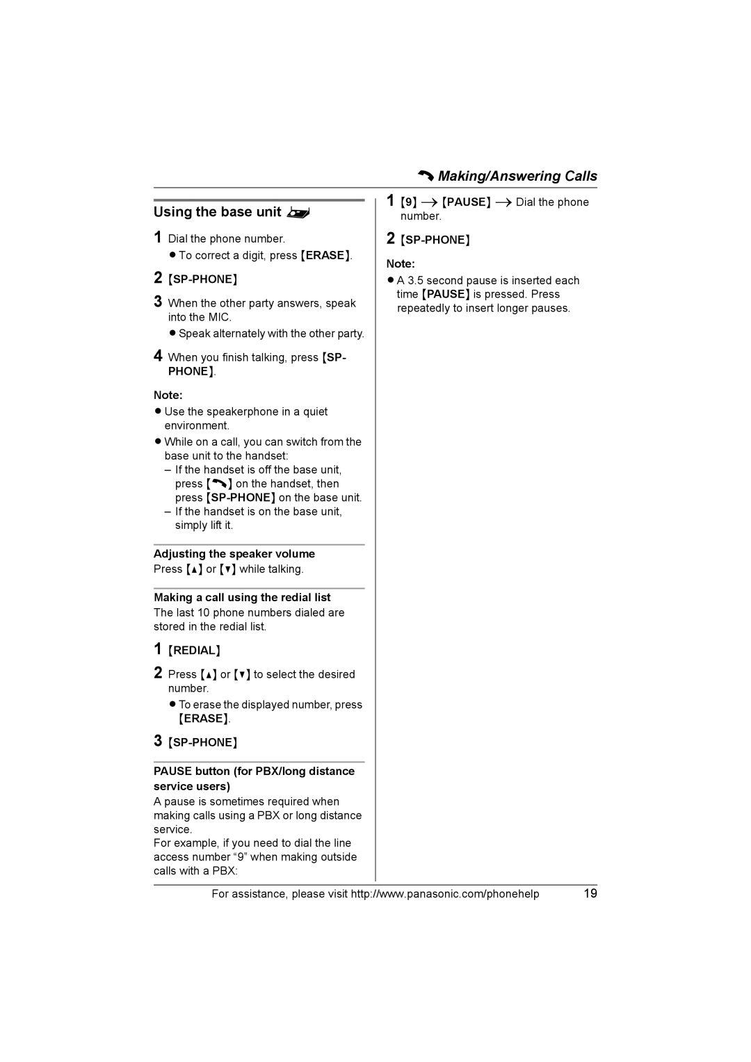 Panasonic KXTH111 operating instructions Adjusting the speaker volume, Sp-Phone 