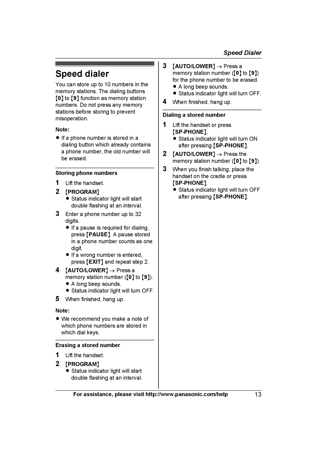 Panasonic KXTS840B operating instructions Speed dialer 