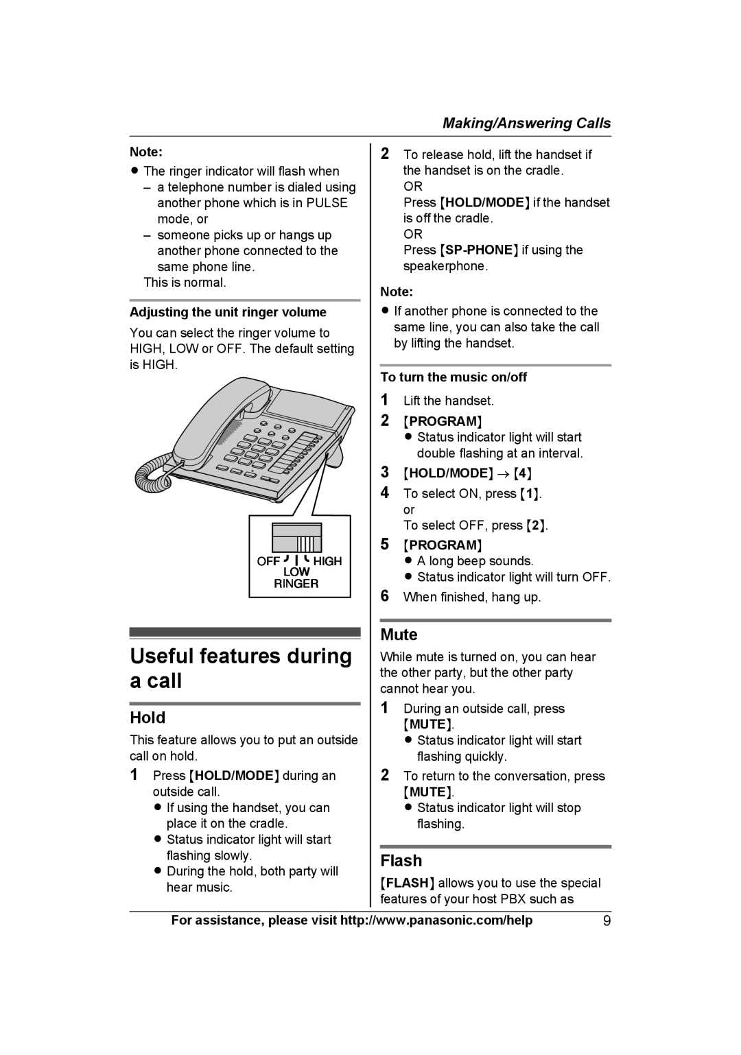 Panasonic KXTS840B operating instructions Useful features during a call, Hold, Mute, Flash 