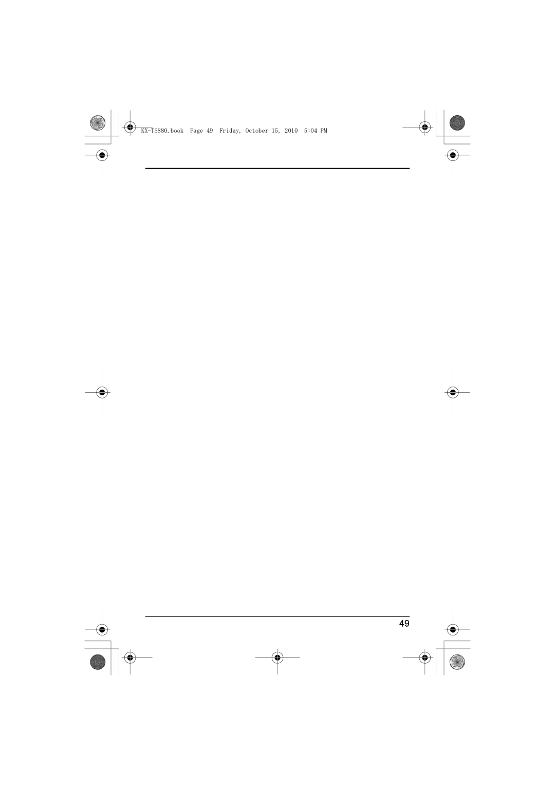 Panasonic KX-TS880B, KXTS880B operating instructions KX-TS880.book Page 49 Friday, October 15, 2010 504 PM 