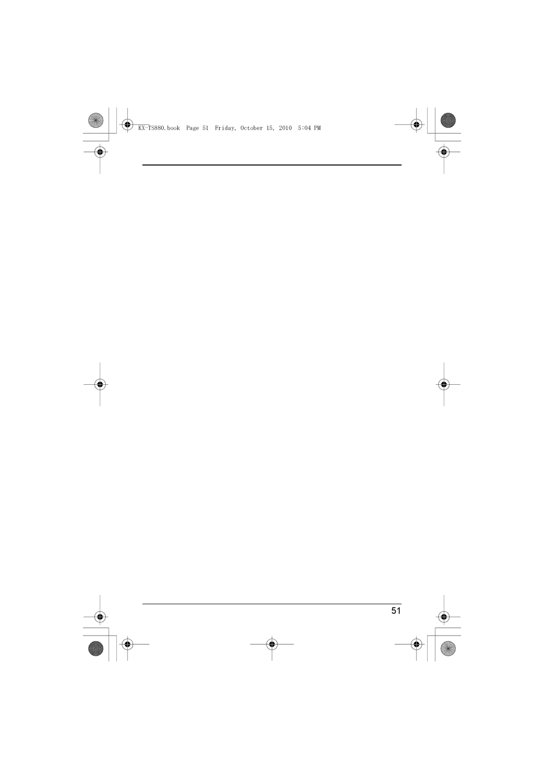 Panasonic KX-TS880B, KXTS880B operating instructions KX-TS880.book Page 51 Friday, October 15, 2010 504 PM 