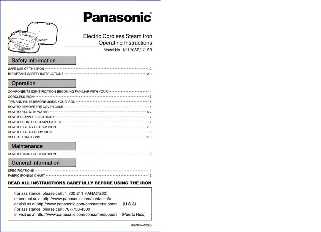 Panasonic L71SR manual 