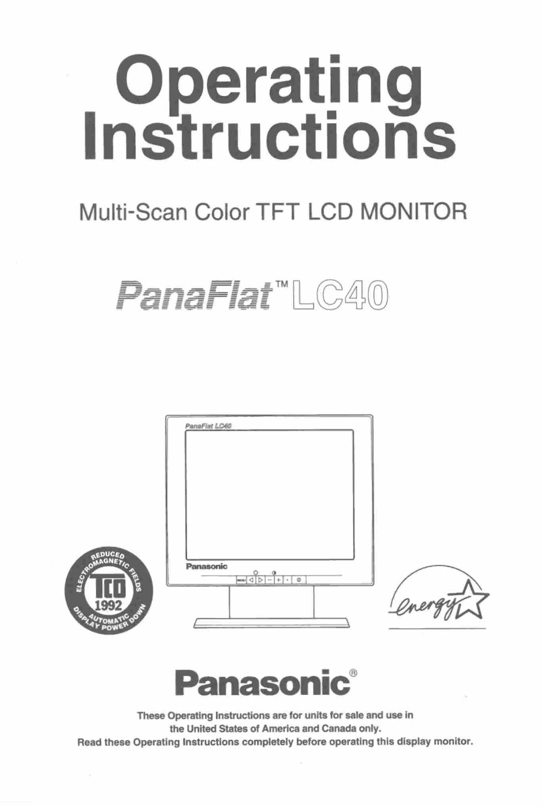Panasonic LC40 manual 