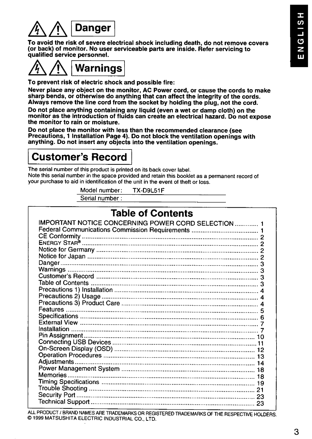 Panasonic LC90S manual 