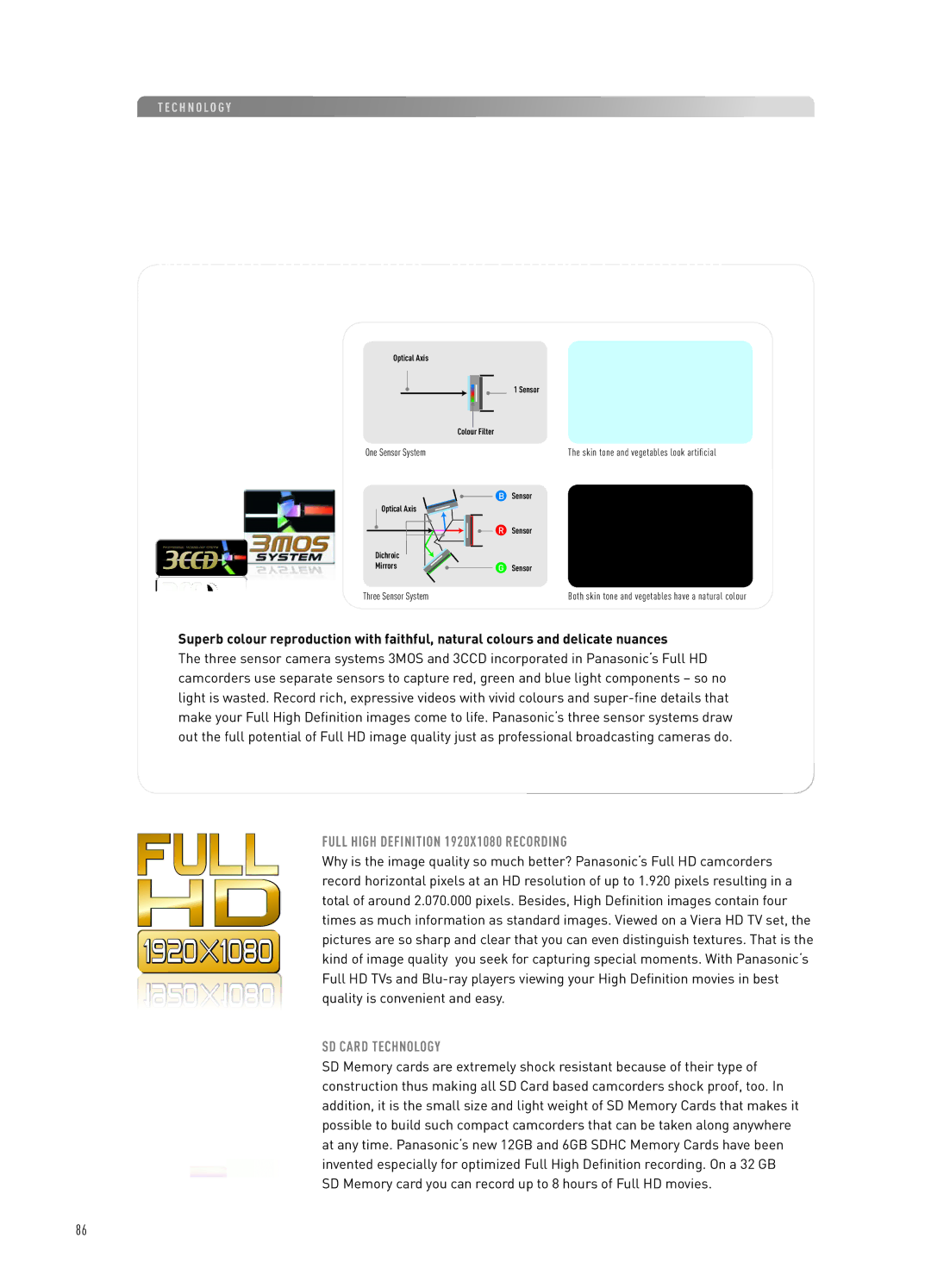 Panasonic LCD Flat Panel TV Advanced Three Sensor Technology, Full High Definition 1920X1080 Recording, SD Card Technology 