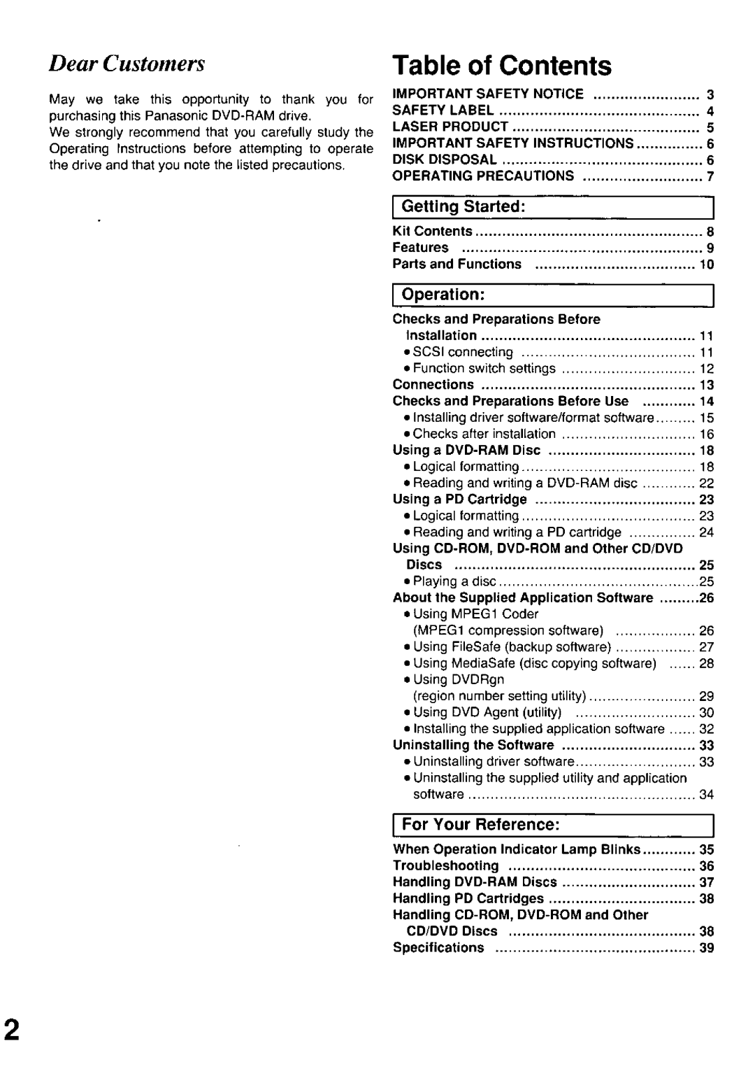 Panasonic LF-D102U manual 