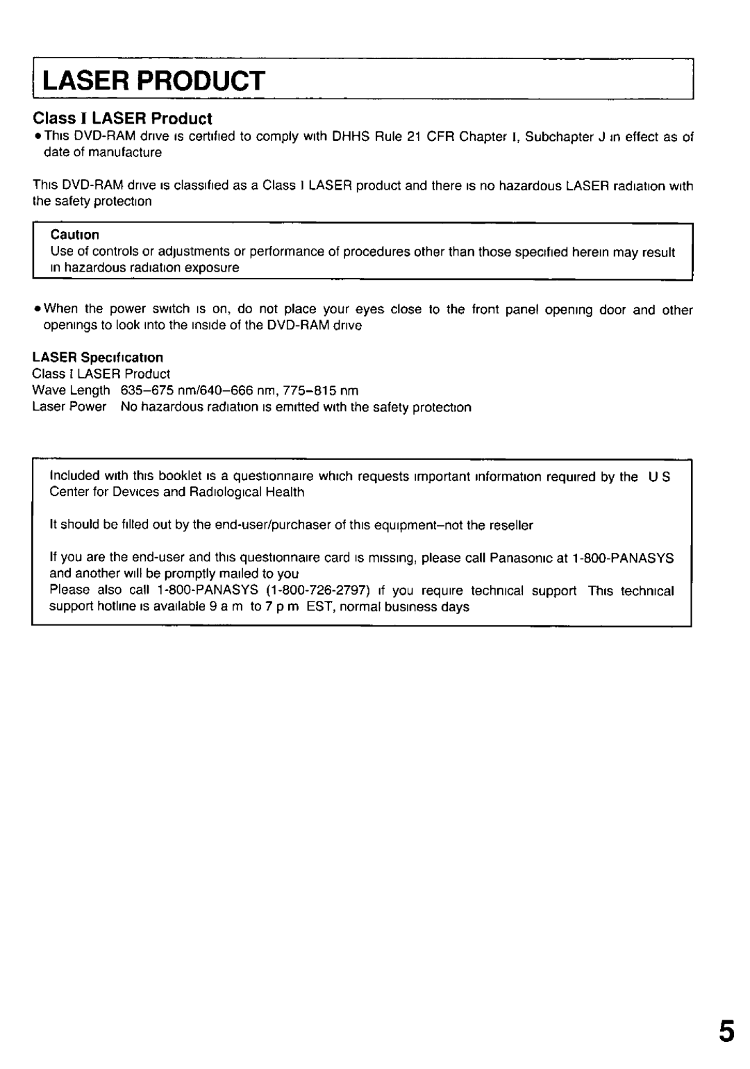 Panasonic LF-D102U manual 