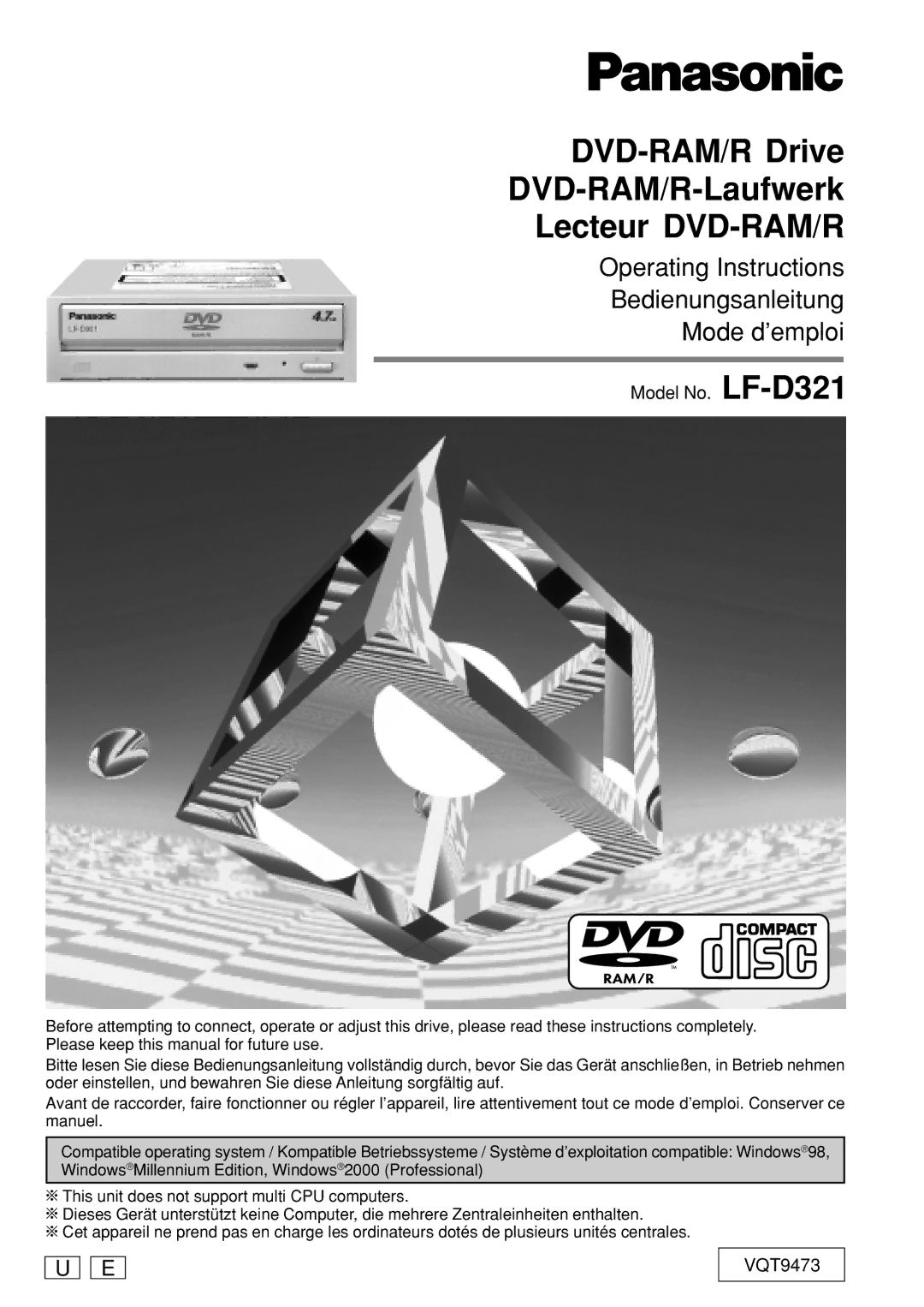 Panasonic LF-D321 manual DVD-RAM/R Drive DVD-RAM/R-Laufwerk Lecteur DVD-RAM/R 