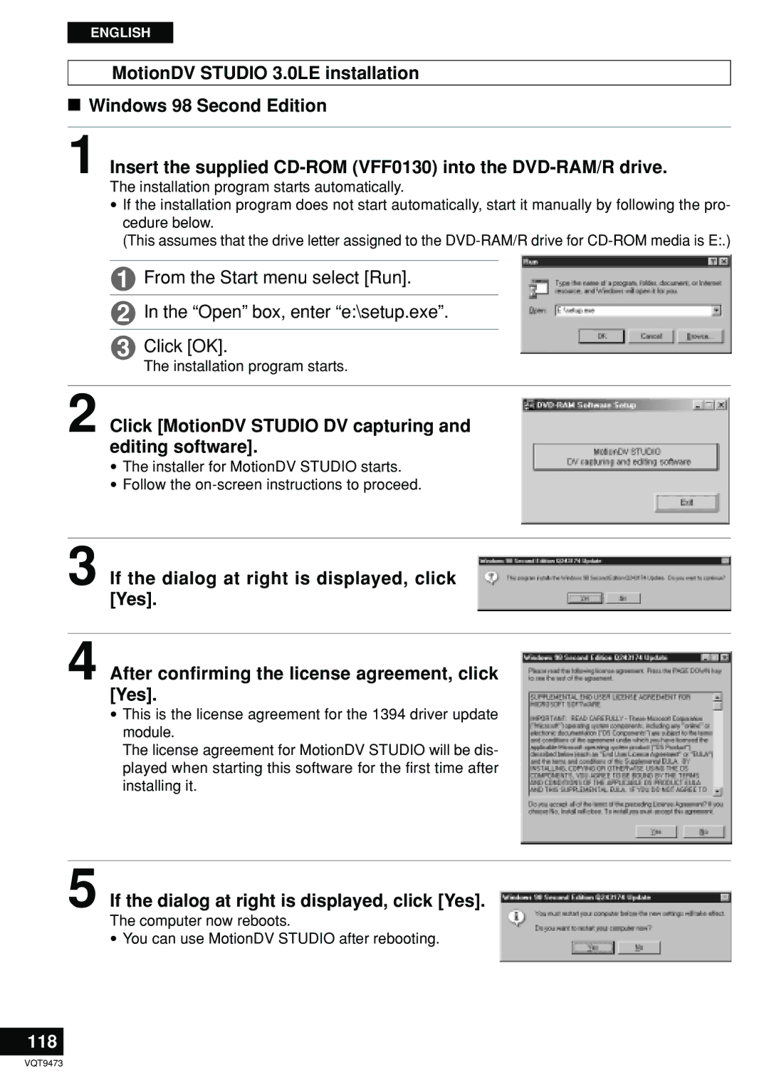 Panasonic LF-D321 Click MotionDV Studio DV capturing and editing software, If the dialog at right is displayed, click Yes 