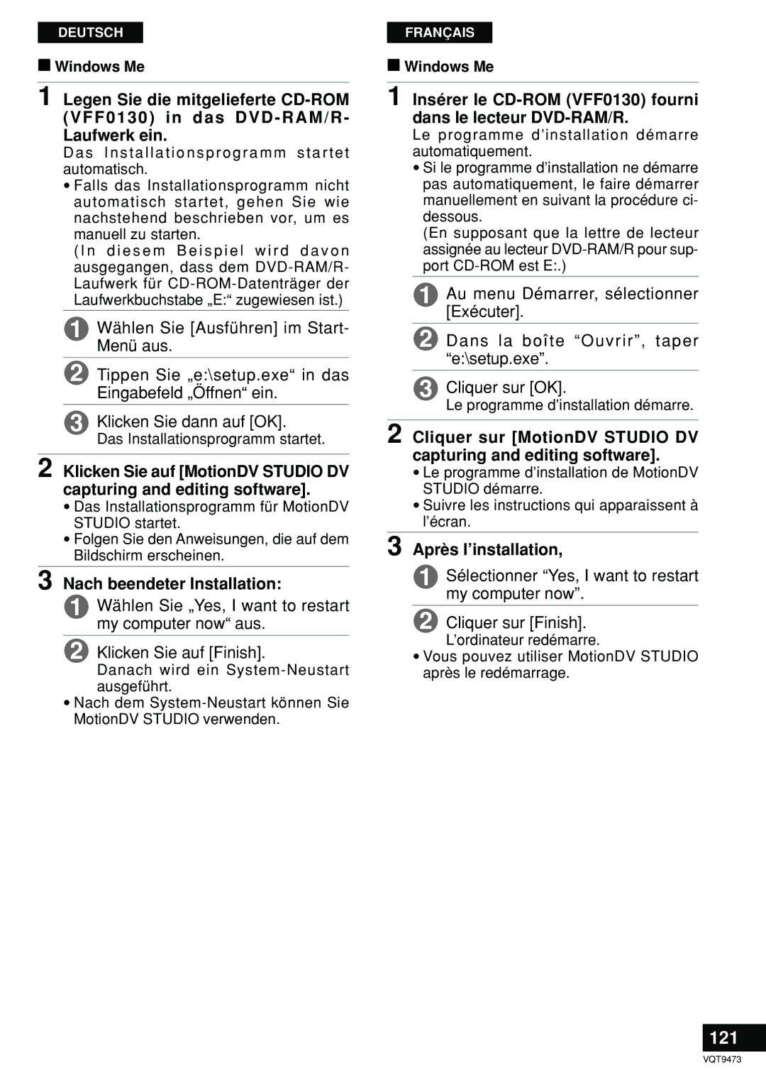 Panasonic LF-D321 manual 121, Windows Me 