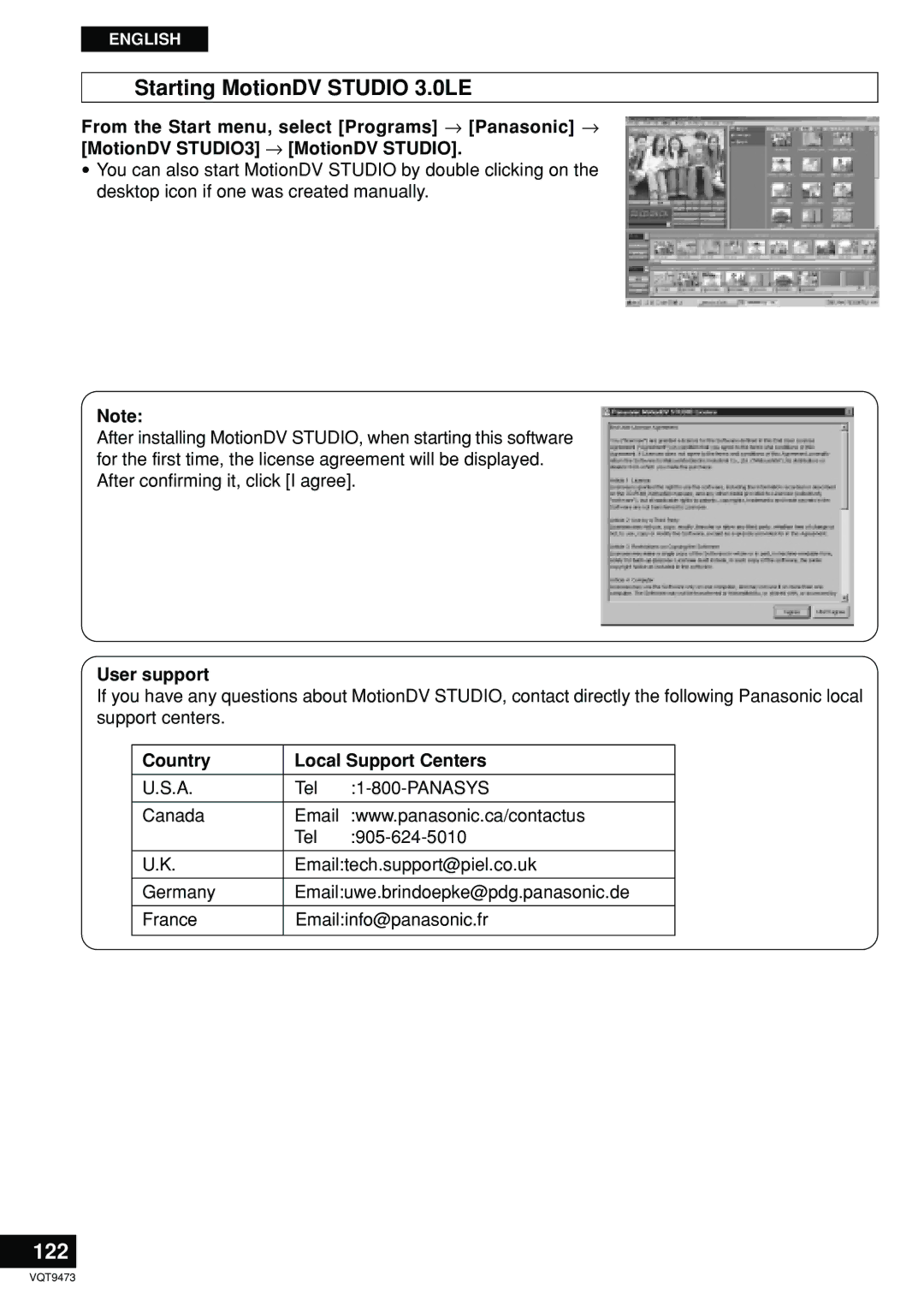 Panasonic LF-D321 manual Starting MotionDV Studio 3.0LE, 122 